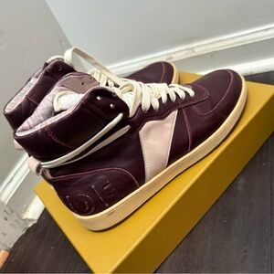 Rhude Burgundy and Cream Athletic High-Tops